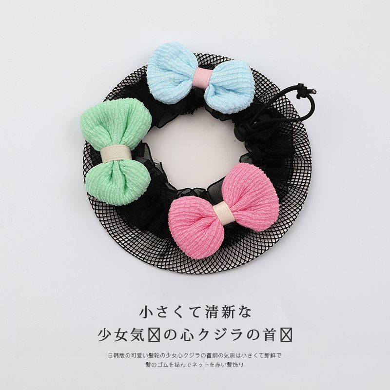 兒童舞蹈髮網盤髮頭繩 頭飾/髮飾(SKU-24-24_玫蘭綠泡芙領結)