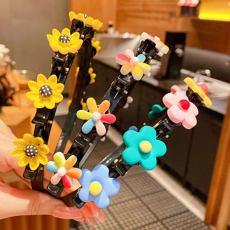 兒童碎髮頭箍劉海髮箍髮飾頭飾(5#泫雅花編發發箍3件套)