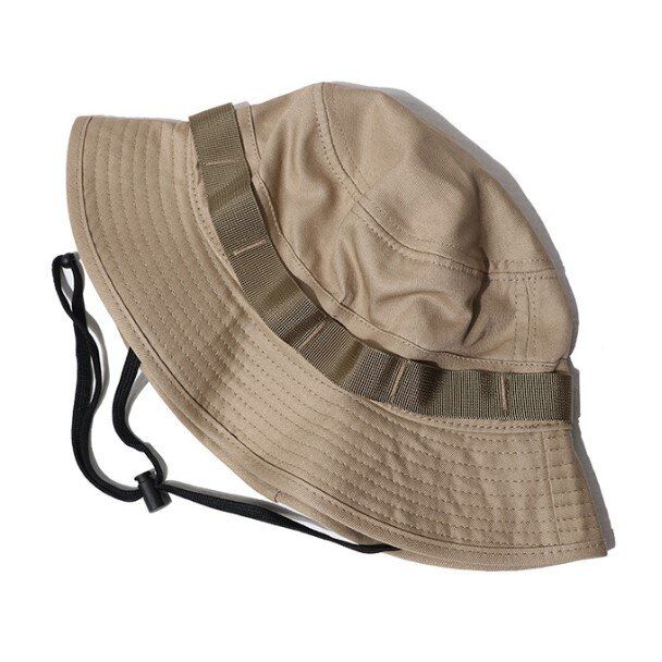 (Khaki) Hiking Bucket Hat / Fisherman Hat with Adjustable & Removable Chin Strap