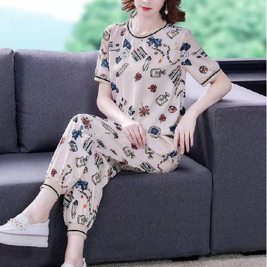 洋氣時尚兩件套裝【杏色】 (尺碼：M-4XL碼) (下單後聯繫客服確認發貨尺碼)#F158027250
