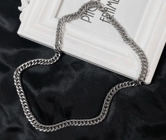 不掉色DK粗鏈菱形鏈嘻哈鍊項飾(雙四面磨鏈10MM長70釐米)