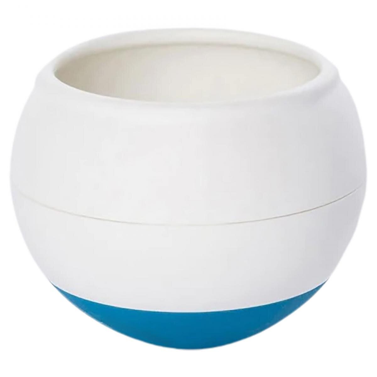 Spherical Shaker Bowl for Dogs (White + Teal) 