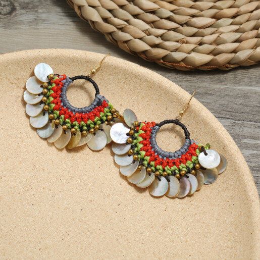 手工編織度假百搭氣質耳墜(下單後請聯絡客服確認發貨款式)