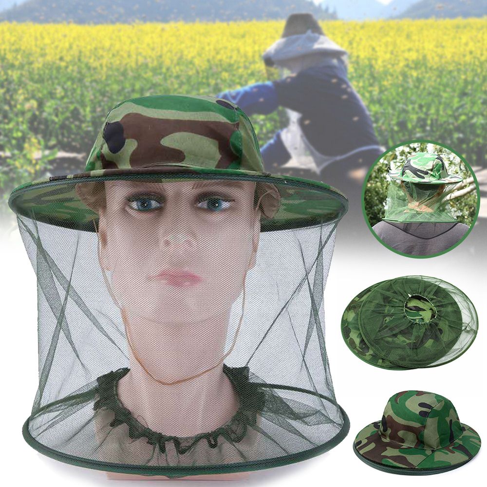 防蚊帽 迷彩披肩防蚊帽 養蜂帽 迷彩紗網帽 防蟲帽 [平行進口]