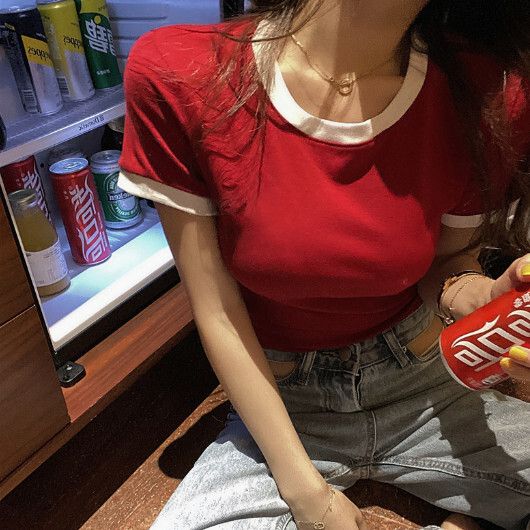 短袖T恤【紅色】尺碼【均碼】#F128014628