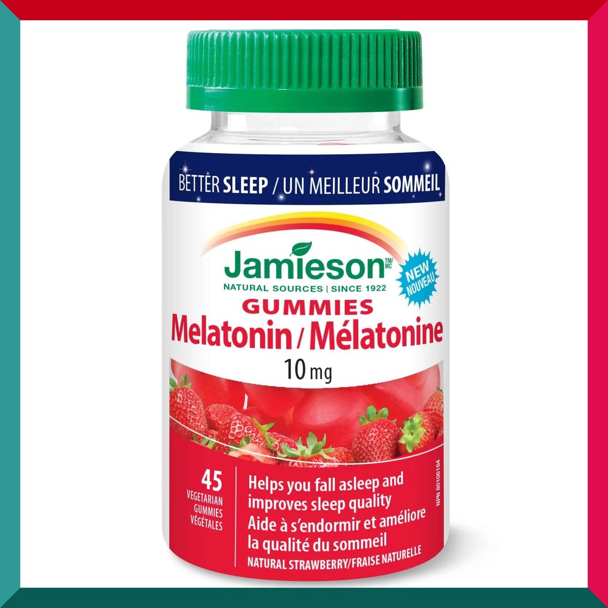 天然甜睡 褪黑素軟糖 (10毫克) 45粒 士多啤梨味 改善睡眠質數時差夜更訓唔好緊張入睡難精神  (效期: 01/2026*)