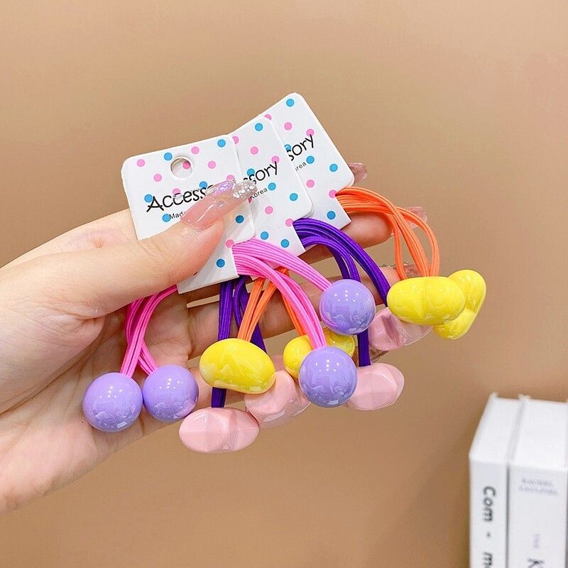 兒童高彈力雙頭皮筋髮繩彩色頭繩頭飾髮飾(26#混搭6件套（短款）)