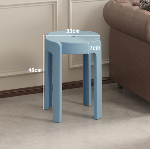 家用易收納加厚塑料旋風疊凳餐椅(淺藍色*高強PP材料)(尺寸:33*46*7CM)