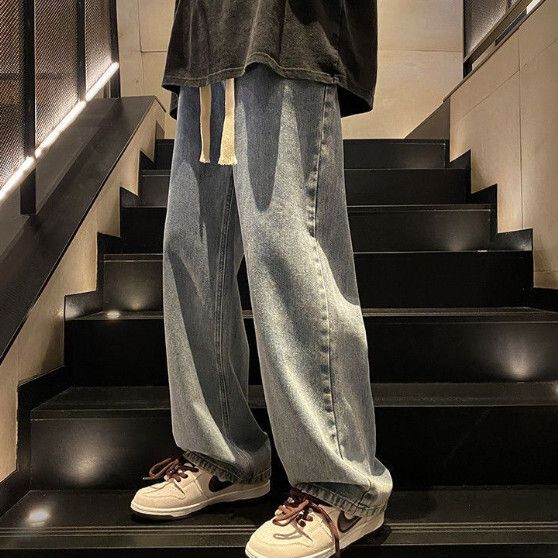 復古男士牛仔褲直筒寬鬆闊腿褲【復古藍】(尺碼：S-3XL）【下單後請聯絡客服確認發貨尺碼】#S158036314