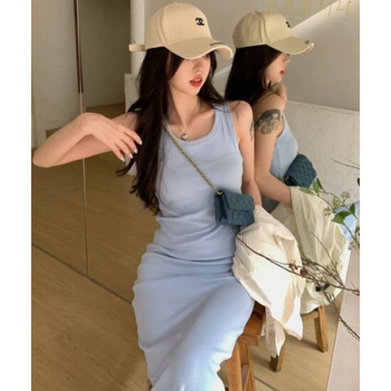 背心包臀連衣裙【藍色】【均碼】#K012003017