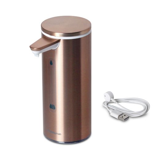 simplehuman 9 oz. Sensor Soap Pump, Rose Gold Stainless Steel, Rechargeable