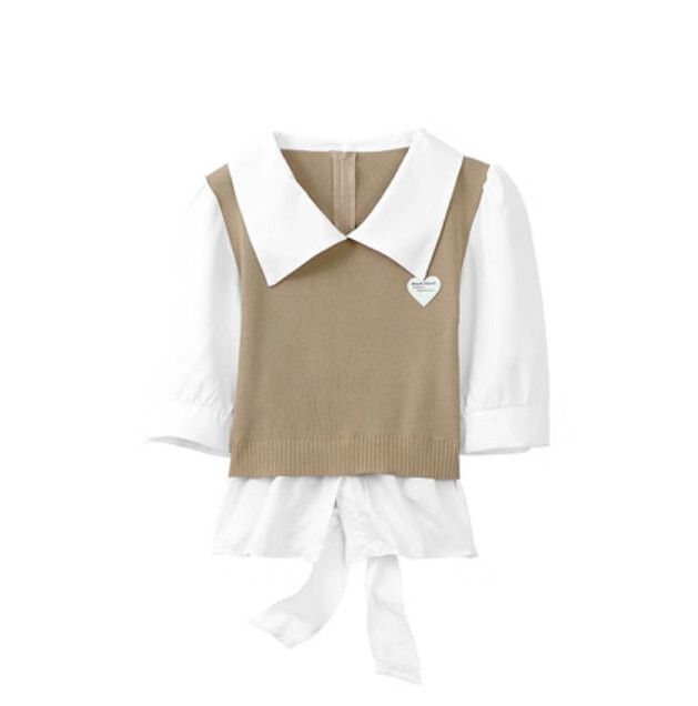 假兩件短袖襯衫（卡其色 S-2XL碼）(下單後聯絡客服確認發貨尺碼)#F111048495