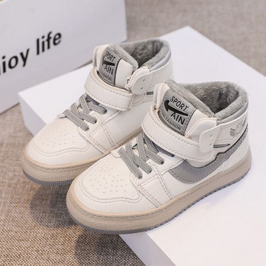 中小童加絨加厚保暖冬鞋棉靴（米灰 24碼-37碼）（下單後請聯酪客服確認發貨尺碼）#K018001469