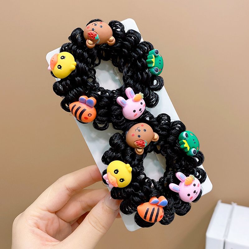 兒童可愛花朵假髮丸子頭髮圈頭飾(6#卡通1對)