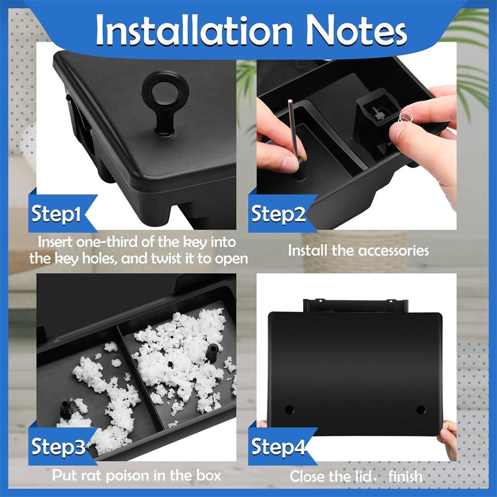 Tuenmall | [1pc][Black] Locked Rat poison box Pest defense poison bait ...