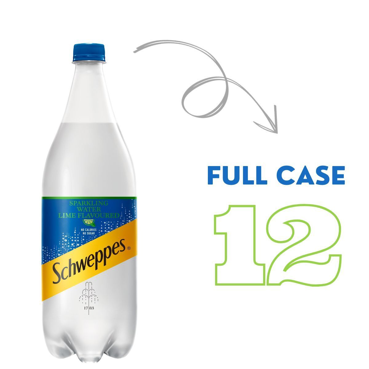 Lime Flavoured Sparkling Water - 1.25L x 12(Random Packing)