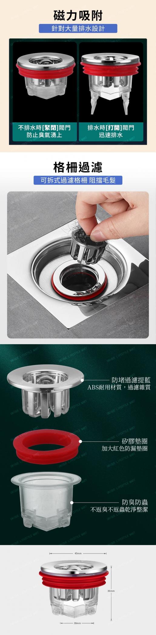 Magnetic Suction Floor Drain Cover - Anti-odor Device For Toilet
