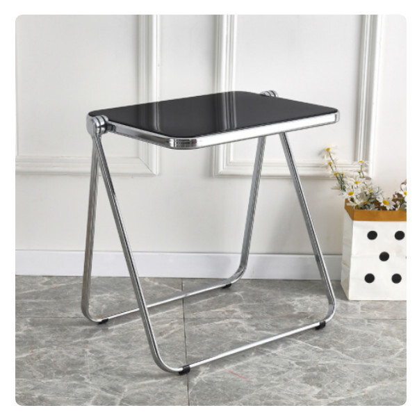 透明摺疊桌電腦桌咖啡桌床頭櫃客廳桌(黑色)#H099024171