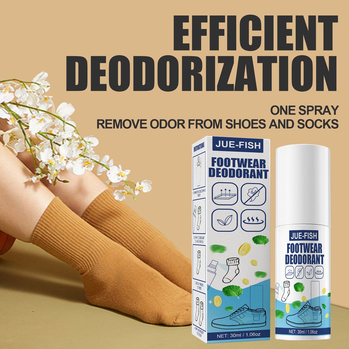 Shoe and socks deodorant, shoe cabinet deodorant spray, sweaty foot odor, odor, anti-foot odor,quick