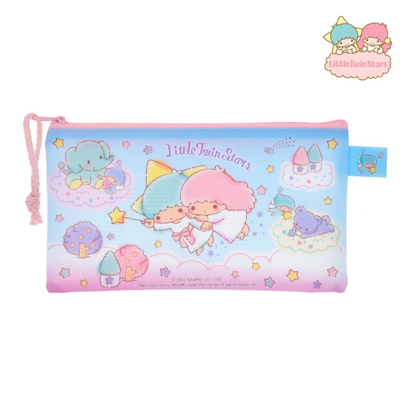 Little Twin Stars PVC 面網底拉鍊快勞袋 /多功能拉鏈袋 (中) (閃紗料)