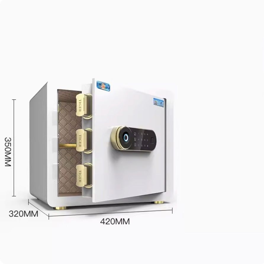 家用電子密碼小型指紋夾萬（新陞級-35CM時尚白（密碼指紋款 免鑰匙 內部尺寸：32*40*27cm）（10KG±1KG）