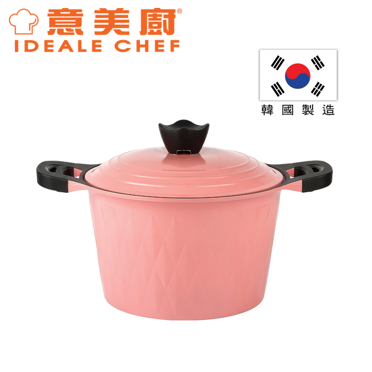 意美廚| 韓國製CRYSTAL 26CM鋼化鑄鋁大理石紋易潔高身雙耳煲連蓋 