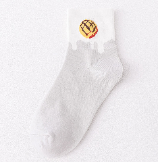 學院風女四季棉襪 可愛中筒襪 【菠蘿包（灰色）】【均碼】#H158039324