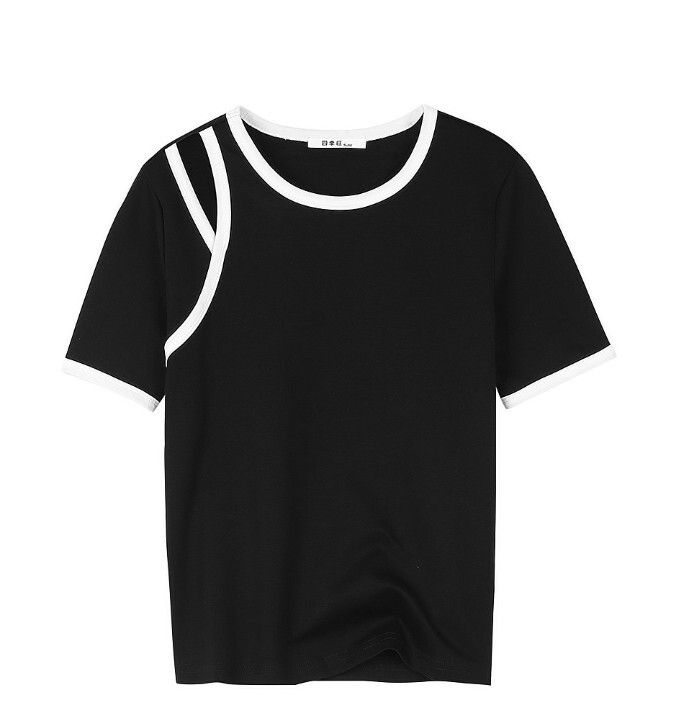 寬鬆短袖T恤（黑色 S-4XL碼）(下單後聯絡客服確認發貨尺碼)#F111048528