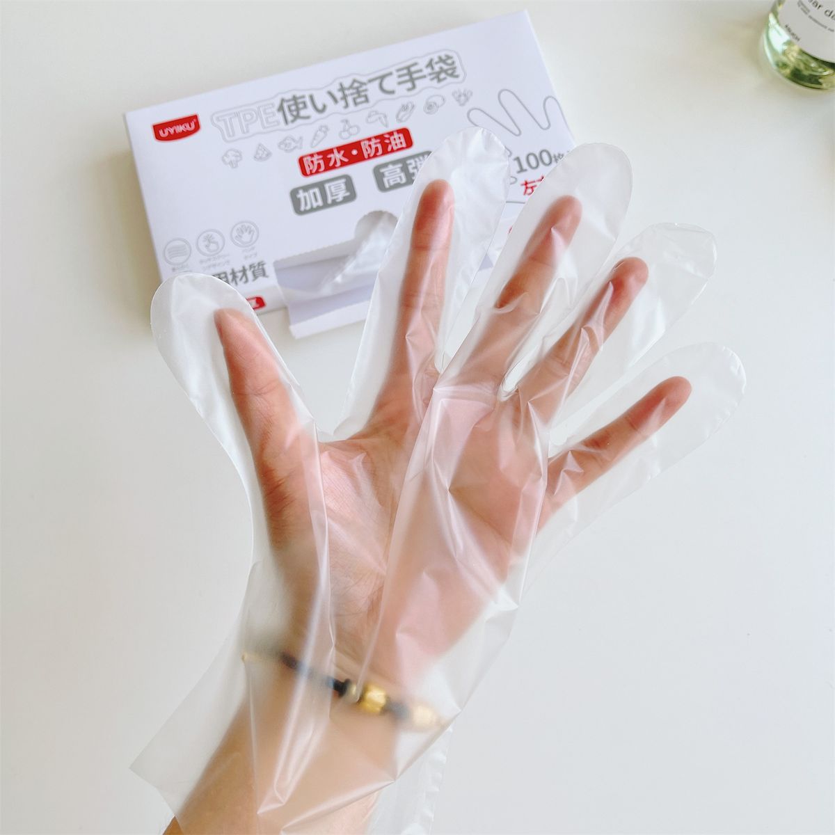 【加厚】一次性手套 食品級 即棄手套 透明 膠手套 洗碗廚房必備 食物手套 透明手套 清潔手套 厨房手套 煮食手套 100隻 升級加厚抽取式家用廚房料理 食小龍蝦乳鴿必備 兒童bb學習食飯