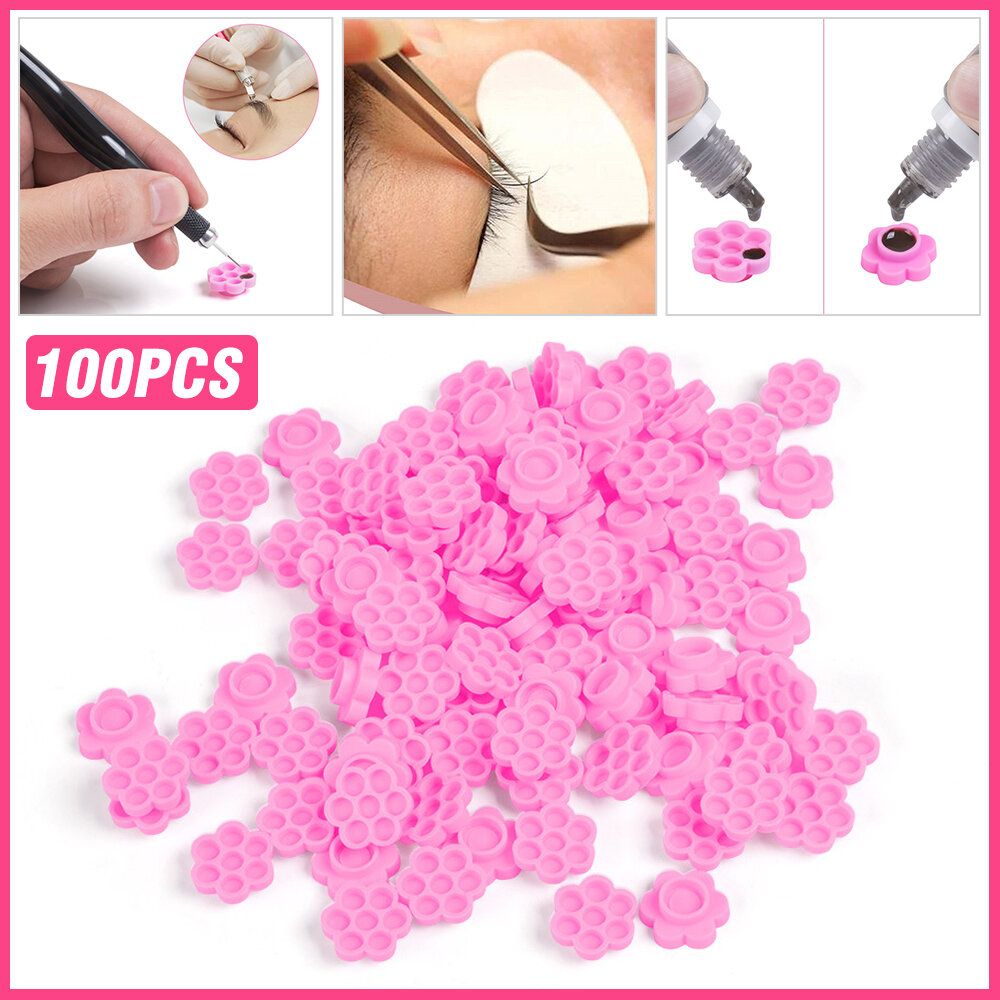 100pcs Glue delay cup grafted eyelash plum blossom cup flower-shaped glue drop cup