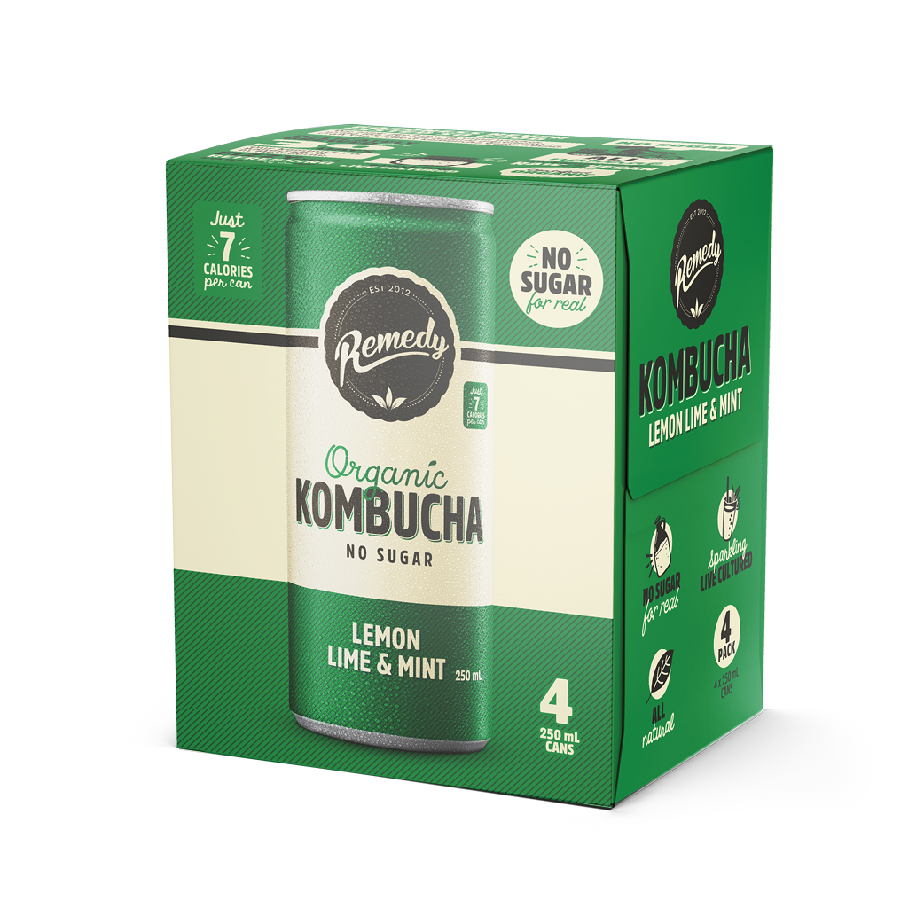 Australian Organic KOMBUCHA - Lemon Lime & Mint (4 cans x 250 ml)