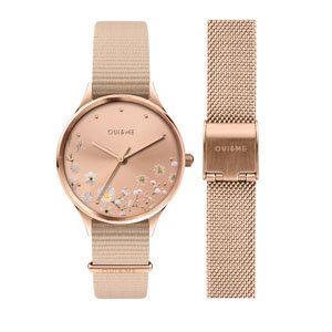 Petite Bichette Special Pack Nude NATO Band with Rose Gold Mesh Band Ladies Watches ME010174