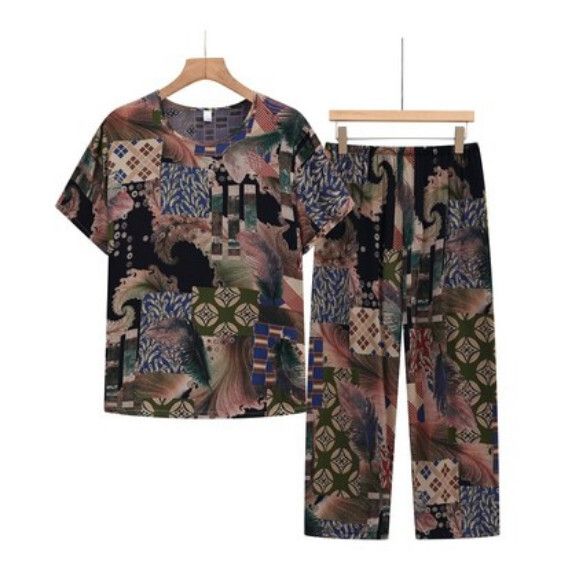 夏季中老年棉綢睡衣套裝（4號色）【尺碼：XL-4XL】【下單後聯絡客服確認發貨尺碼】F203013075