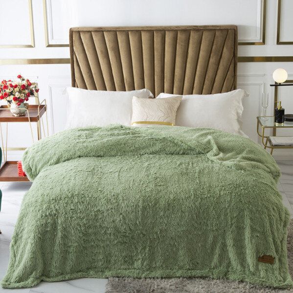 雙層羊羔絨毛毯（清新綠   呎寸規格：200*220）