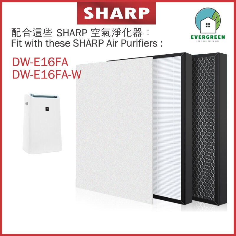 Replacement Filter for Compatible with Sharp DW-E16FA DW-E16FA-W Air Purifiers