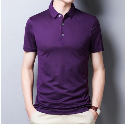 男士冰絲純色短袖t恤（紫醬105-130碼）（下單後聯繫客服確認發貨尺碼）#S055008309