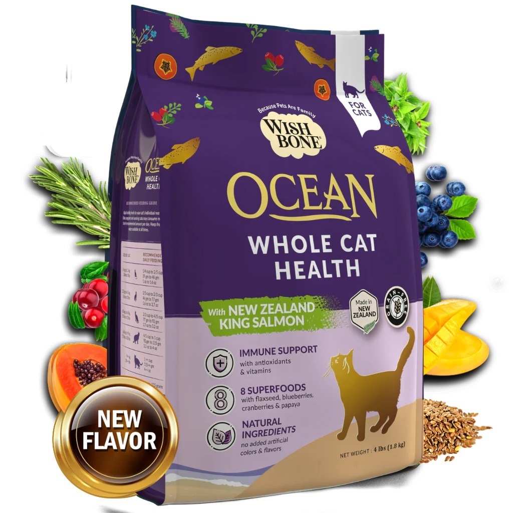 Ocean New Zealand King Salmon, Gluten Free, Grain Free Dry Cat Food for Overall Pet Heatlth 4lb