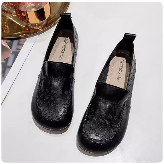 牛筋軟底鏤空豆豆鞋女（黑色【35_40碼】(下單後聯繫客服確認發貨尺碼）#F281017898