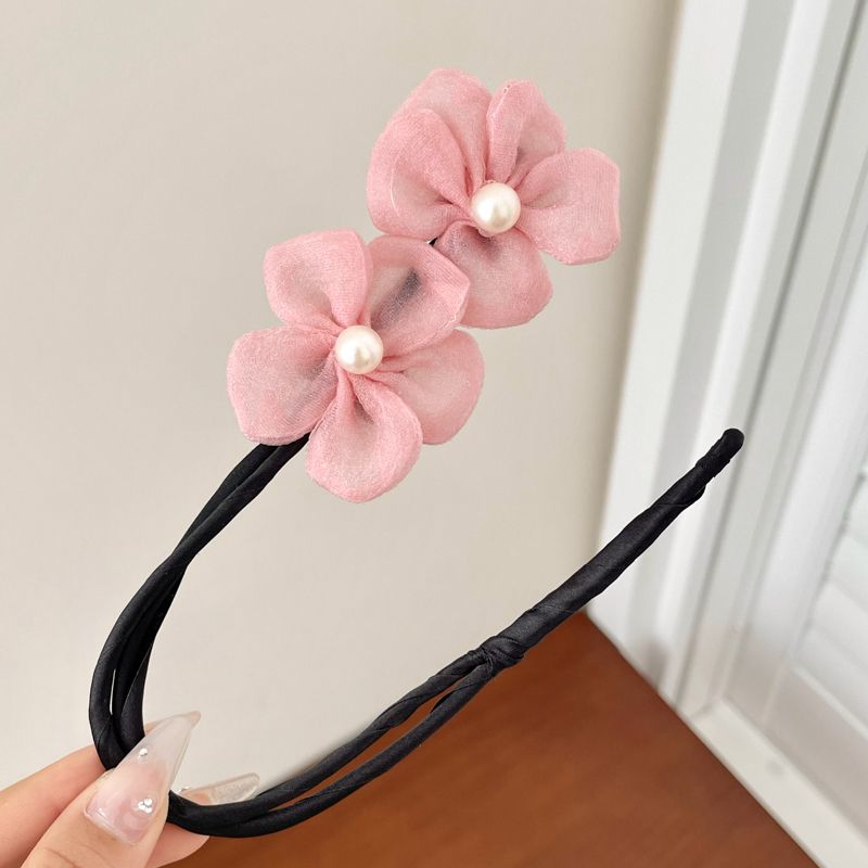 兒童花苞盤髮器 頭飾/髮飾(22-珍珠粉色花)