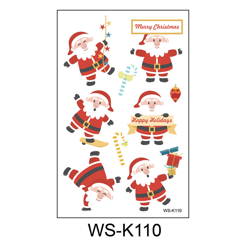 XMAS TEMPORARY TATOO STICKERS (WS-K110) 1 UNIT