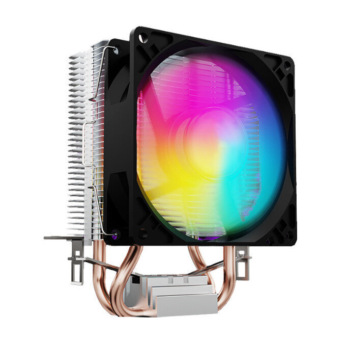 台式機箱高效cpu散熱器 大風量靜音散熱風扇(雙銅管彩星（RGB變色）小3pin接口)