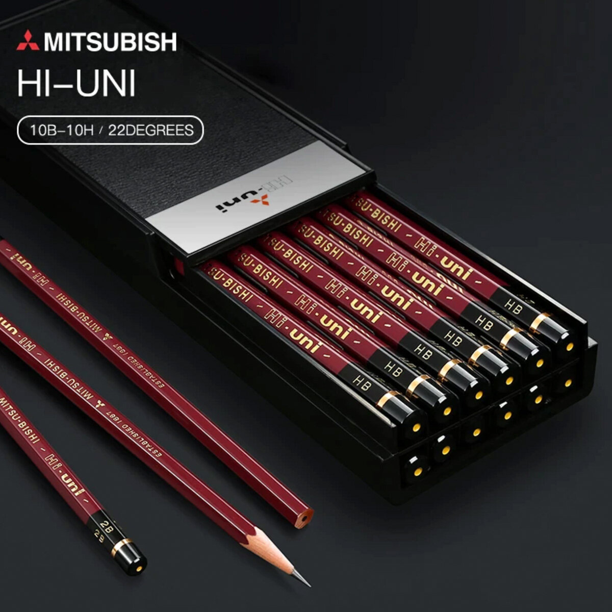 Mitsubishi Electric | Uni Hi-Uni Wooden Pencil - 10B (3 pieces