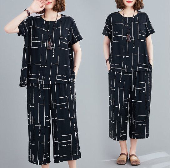 寬鬆洋氣時尚套裝【.黑色】 (尺碼：L-4XL碼) (下單後聯繫客服確認發貨尺碼)#F158027169