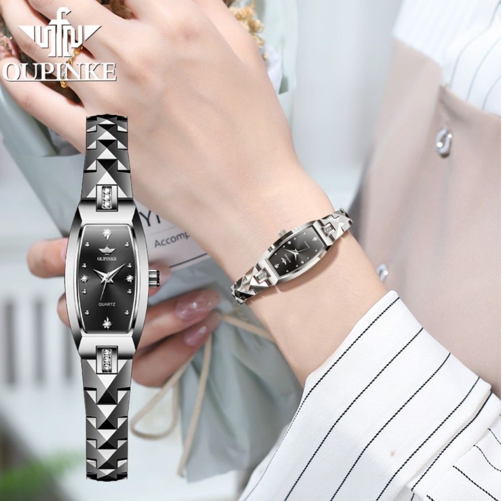 歐品客石英錶手鏈型簡約防水女士手錶(鋼帶本黑女）#S057029189