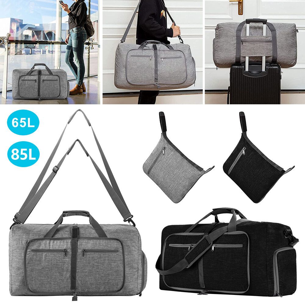 Black 65L Foldable Travel Bag Sports Bag Large Capacity Fitness Duffle Bag