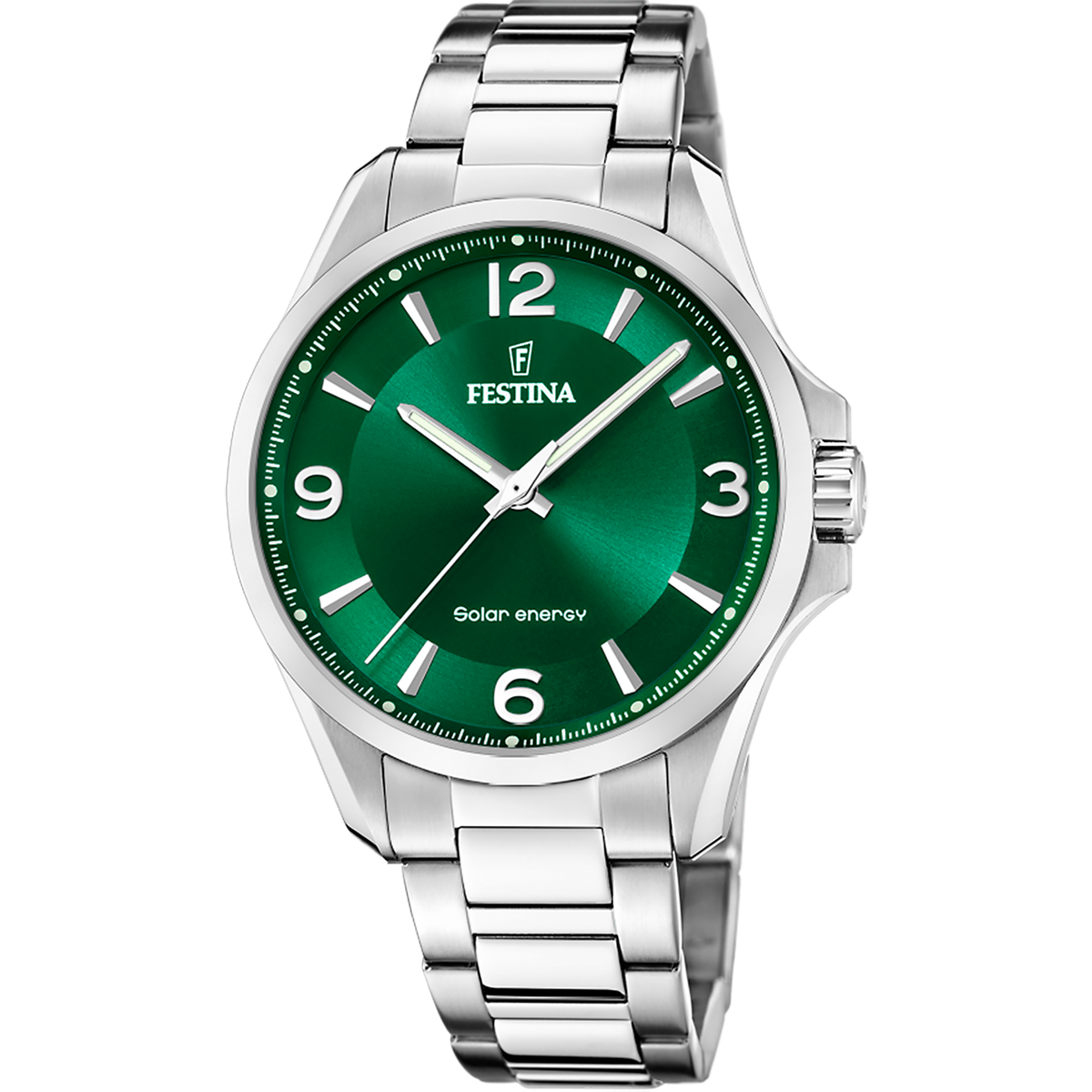 Festina Men Solar Energy Steel Watch F20656_3, Green Dial
