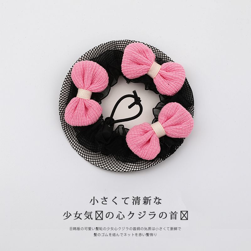 兒童舞蹈髮網盤髮頭繩 頭飾/髮飾(SKU-23-23_玫紅泡芙領結)