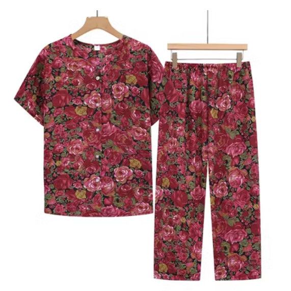 夏季中老年棉綢睡衣套裝（3號色）【尺碼：XL-3XL】【下單後聯絡客服確認發貨尺碼】F203013361