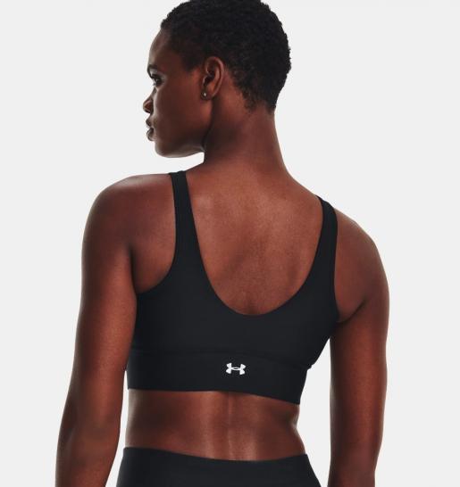 Under Armour, Women's UA Infinity Mid Pintuck Sports Bra, Color : Black, Size : MD
