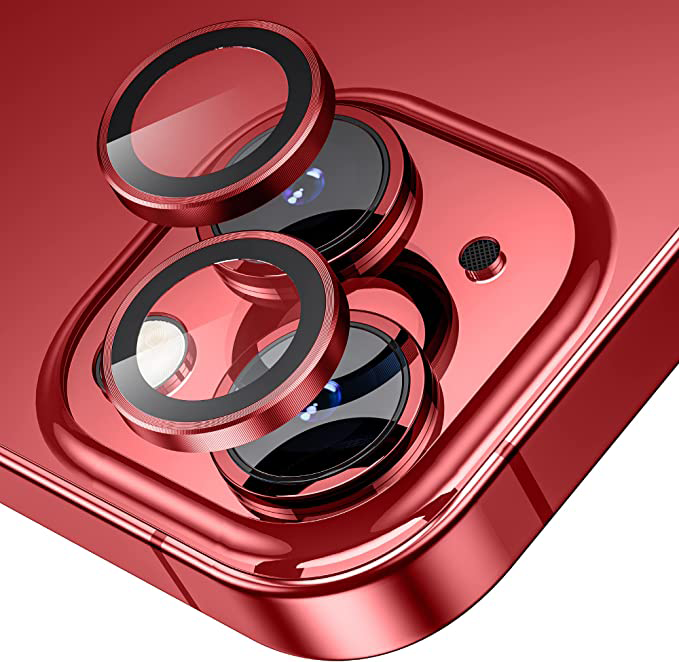 (紅色)相機鏡頭金屬保護圈 保護環 (康寧玻璃) for Apple iPhone 14 Plus